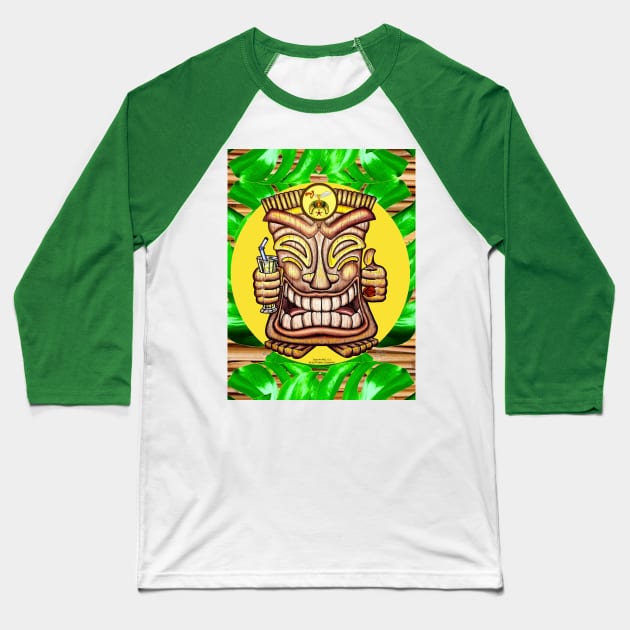 Happy Tiki Shriner Baseball T-Shirt by EssexArt_ABC